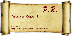 Petyka Rupert névjegykártya